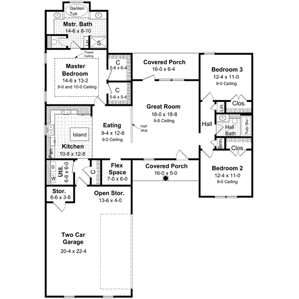 Floor Plan - Main Floor for Traditional House Plan #21-163 - 3 bed, 2 bath