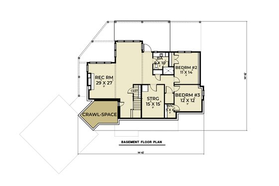 Floor Plan - Lower Floor for Craftsman House Plan #1070-158 - 3 bed, 2 bath