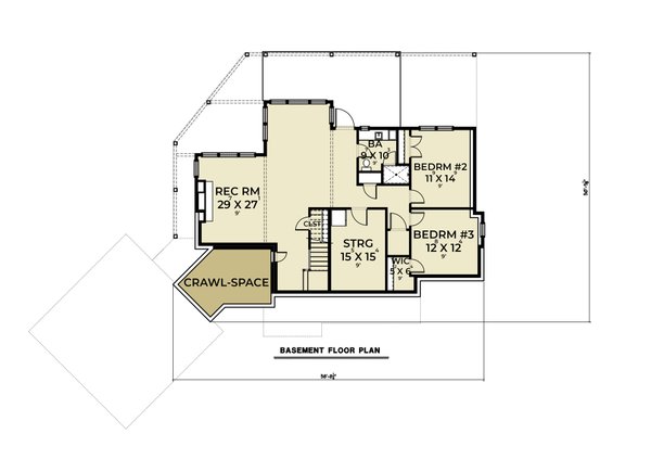 Craftsman Floor Plan - Lower Floor Plan #1070-158