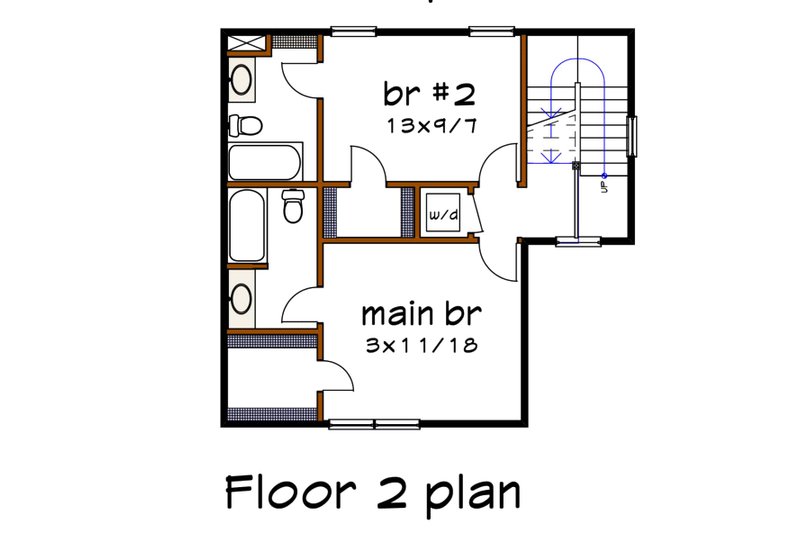 Home Plan - Floor Plan - Lower Floor for Farmhouse House Plan #79-373 - 2 bed, 2.5 bath