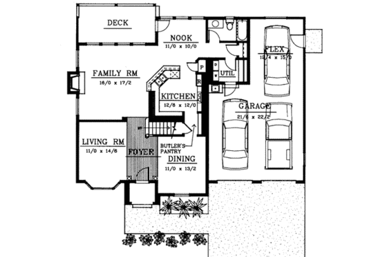 Floor Plan - Main Floor for Colonial House Plan #94-218 - 4 bed, 3 bath