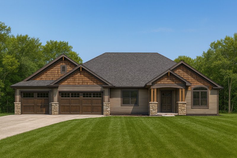 House Blueprint - Craftsman Exterior - Front Elevation Plan #112-303