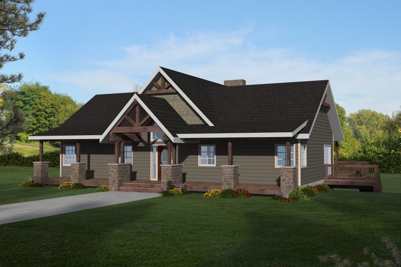 Architectural House Design - Craftsman Exterior - Front Elevation Plan #117-1025