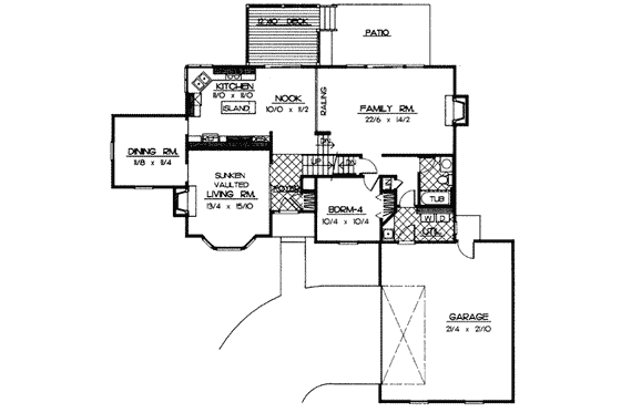 Floor Plan - Main Floor for European House Plan #89-403 - 4 bed, 3 bath