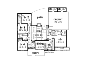 Floor Plan - Main Floor House Plan #45-322 - 4 bed, 2 bath