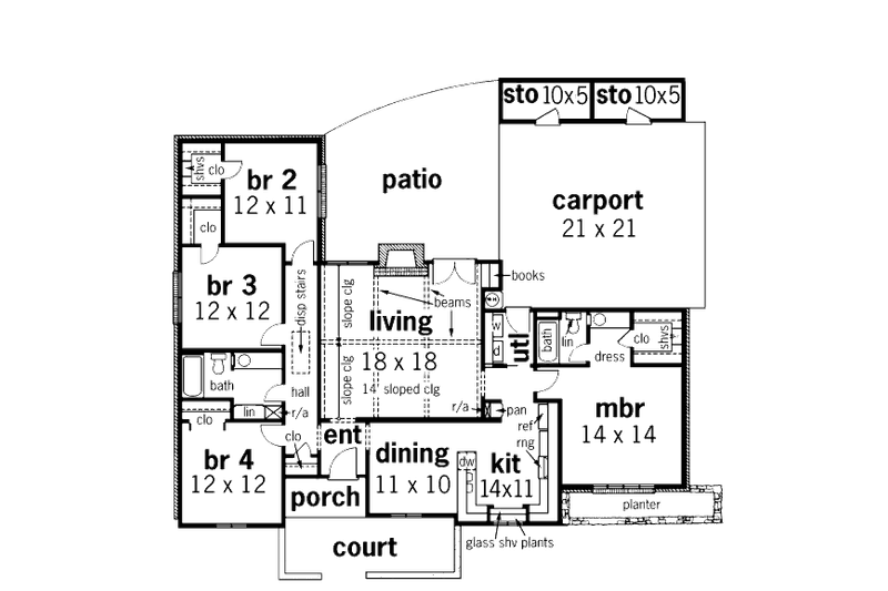Home Plan - Floor Plan - Main Floor House Plan #45-322 - 4 bed, 2 bath