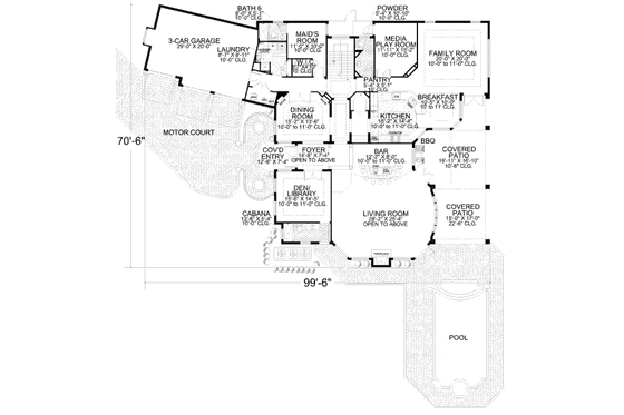 Floor Plan - Main Floor for Mediterranean House Plan #420-193 - 6 bed, 7.5 bath