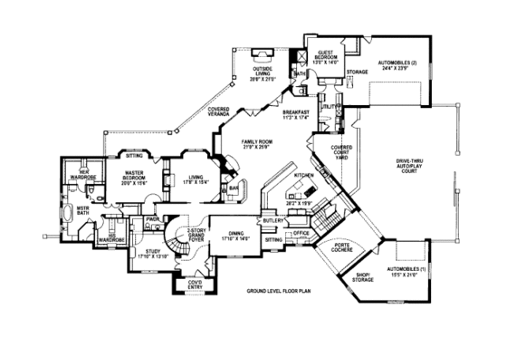 Floor Plan - Main Floor for European House Plan #141-329 - 5 bed, 6.5 bath