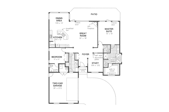 Floor Plan - Main Floor for Traditional House Plan #18-4461 - 3 bed, 2 bath