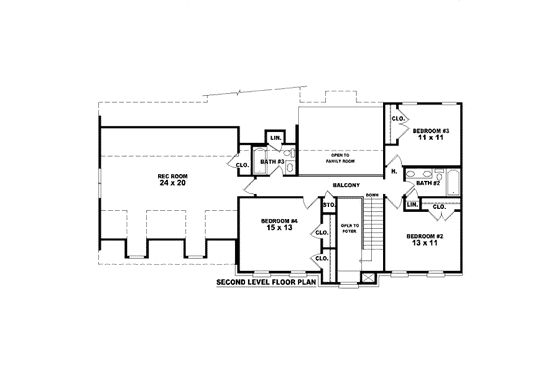 Floor Plan - Upper Floor for European House Plan #81-13651 - 4 bed, 3.5 bath