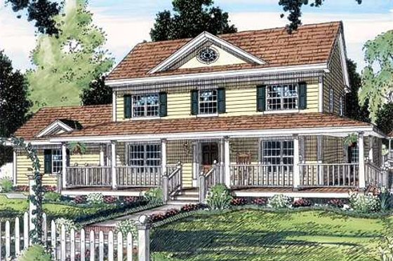 Exterior - Front Elevation for Country House Plan #312-154 - 4 bed, 3 bath