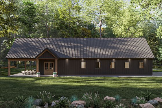 Exterior - Front Elevation 3 for Barndominium House Plan #455-686 - 1 bed, 1.5 bath