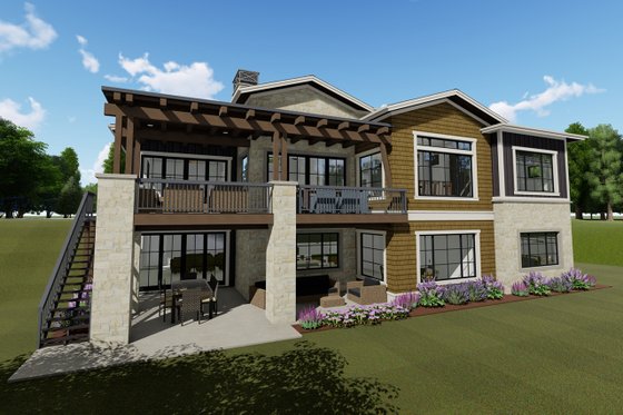 Exterior - Rear Elevation for Farmhouse House Plan #1069-20 - 4 bed, 3 bath