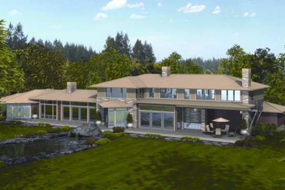 Exterior - Rear Elevation for Modern House Plan #48-256 - 4 bed, 4.5 bath