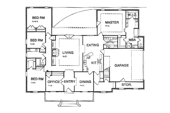 Floor Plan - Main Floor for Southern House Plan #15-132 - 4 bed, 2 bath