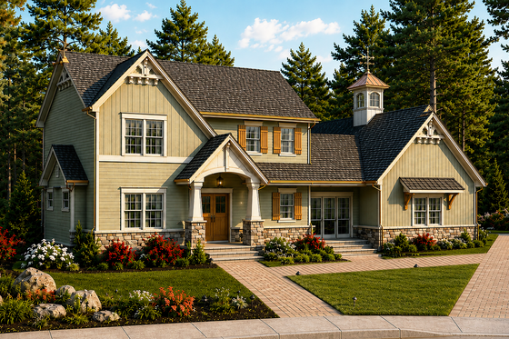 Exterior - Front Elevation for Craftsman House Plan #928-58 - 3 bed, 2.5 bath