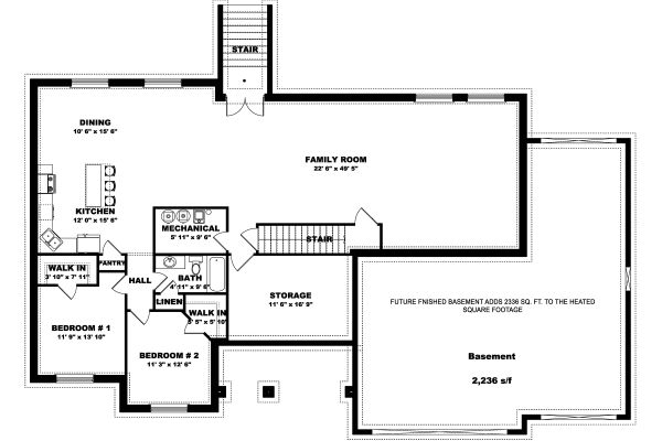 Architectural House Design - Farmhouse Floor Plan - Lower Floor Plan #1060-47