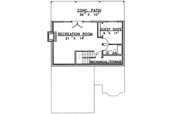 Floor Plan - Lower Floor for Modern House Plan #117-375 - 3 bed, 3.5 bath