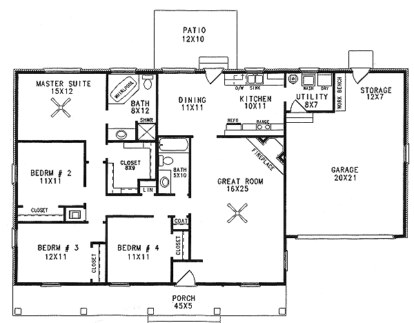 House Design - Southern Floor Plan - Main Floor Plan #14-119