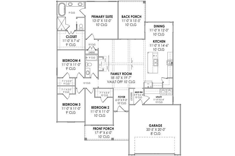 Architectural House Design - Floor Plan - Main Floor for Craftsman House Plan #1096-109 - 4 bed, 2 bath