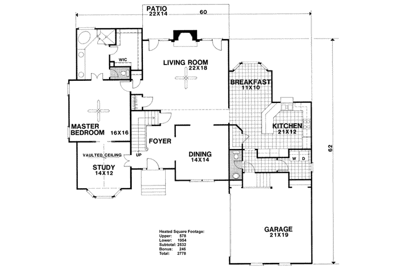Home Plan - Floor Plan - Main Floor for European House Plan #56-196 - 3 bed, 2.5 bath