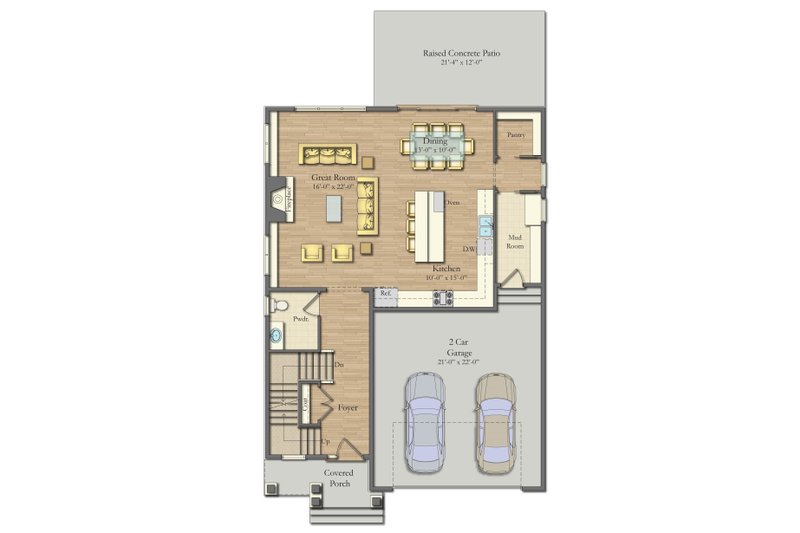 Architectural House Design - Floor Plan - Main Floor for Farmhouse House Plan #1057-28 - 4 bed, 3.5 bath