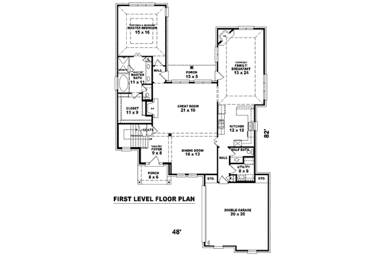 Floor Plan - Main Floor for European House Plan #81-1530 - 3 bed, 2.5 bath