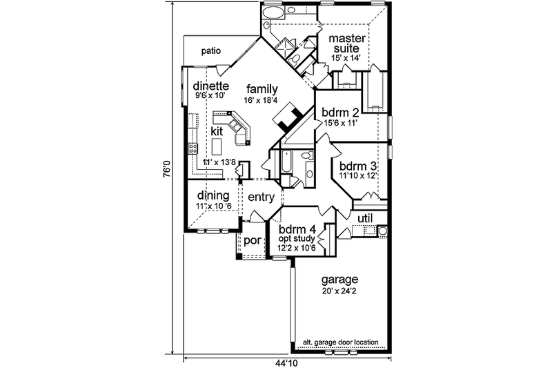 Dream House Plan - Floor Plan - Main Floor for European House Plan #84-244 - 4 bed, 2 bath