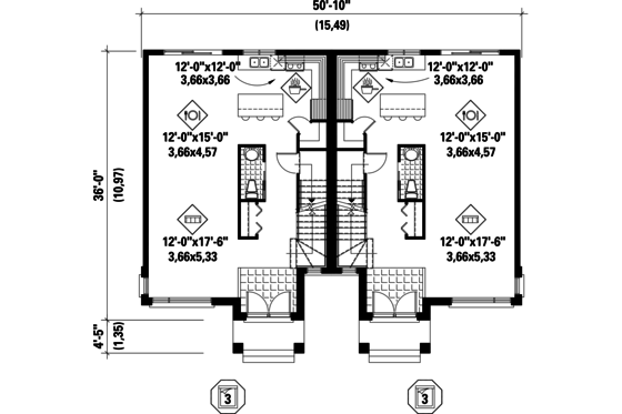 Floor Plan - Main Floor for Contemporary House Plan #25-4397 - 6 bed, 2 bath