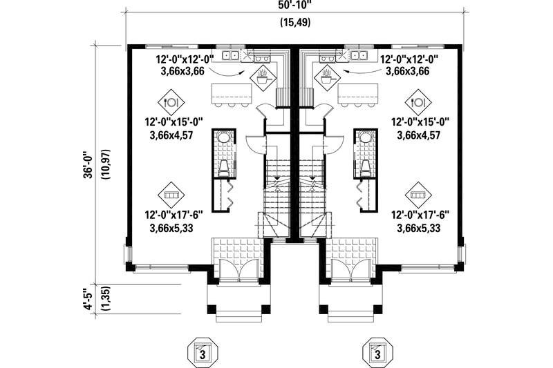 Home Plan - Floor Plan - Main Floor for Contemporary House Plan #25-4397 - 6 bed, 2 bath