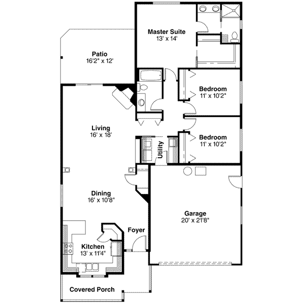 House Design - Traditional Floor Plan - Main Floor Plan #124-375