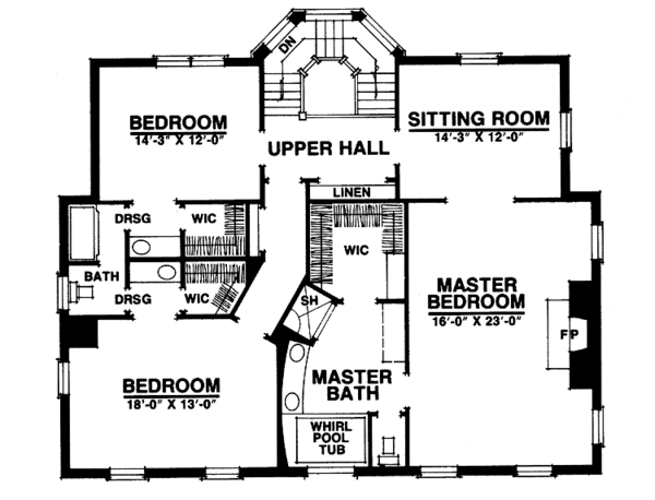 Architectural House Design - Classical Floor Plan - Upper Floor Plan #1016-5