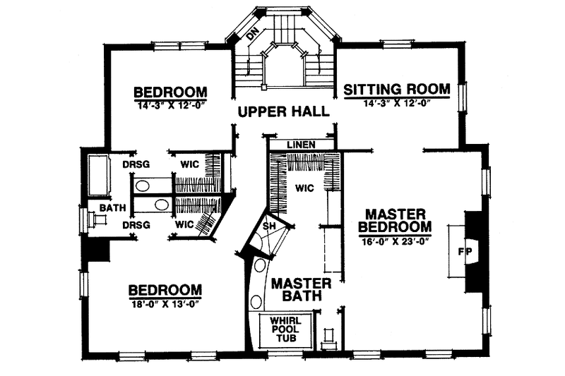 Home Plan - Floor Plan - Upper Floor for Classical House Plan #1016-5 - 3 bed, 2 bath