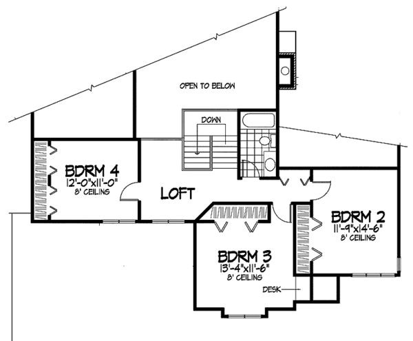 Architectural House Design - Traditional Floor Plan - Upper Floor Plan #320-685
