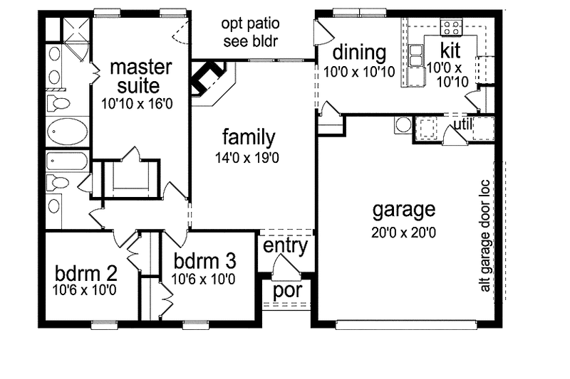 Dream House Plan - Floor Plan - Main Floor for Ranch House Plan #84-663 - 3 bed, 2 bath