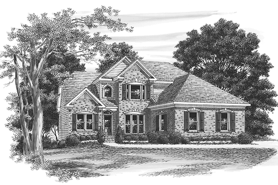 Exterior - Front Elevation 3 for Colonial House Plan #927-550 - 3 bed, 2.5 bath