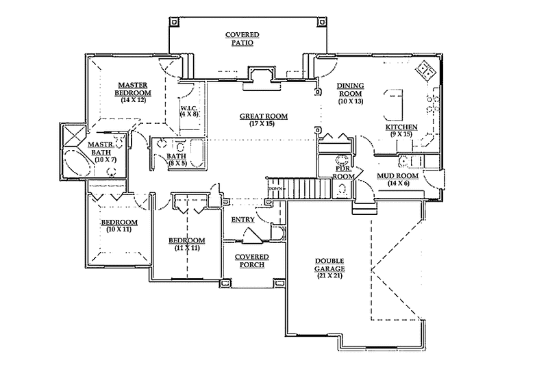 Home Plan - Floor Plan - Main Floor for Traditional House Plan #945-11 - 3 bed, 2.5 bath
