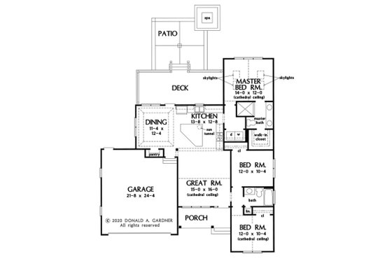 Floor Plan - Main Floor for Craftsman House Plan #929-1105 - 3 bed, 2 bath