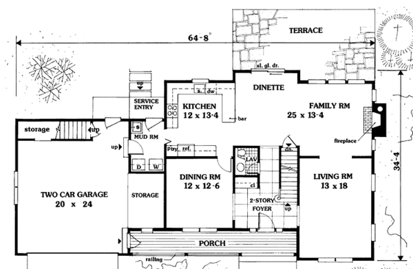 Country Floor Plan - Main Floor Plan #3-300