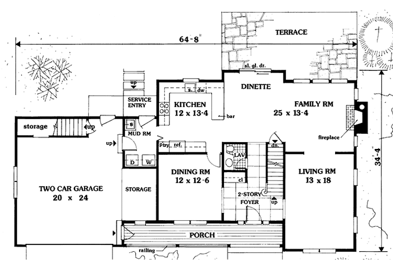 Home Plan - Floor Plan - Main Floor for Country House Plan #3-300 - 5 bed, 2.5 bath