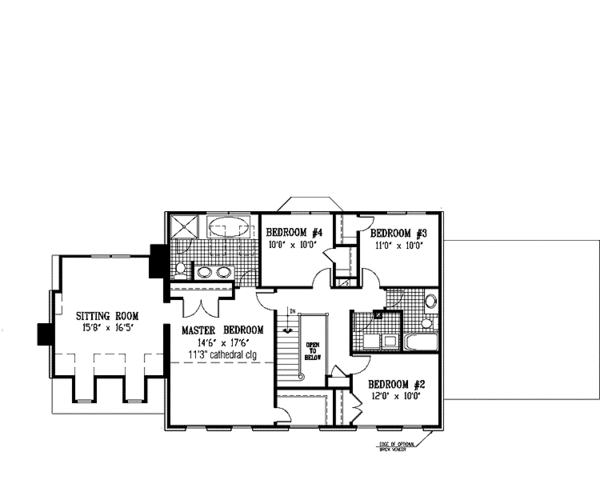 House Design - Colonial Floor Plan - Upper Floor Plan #953-5