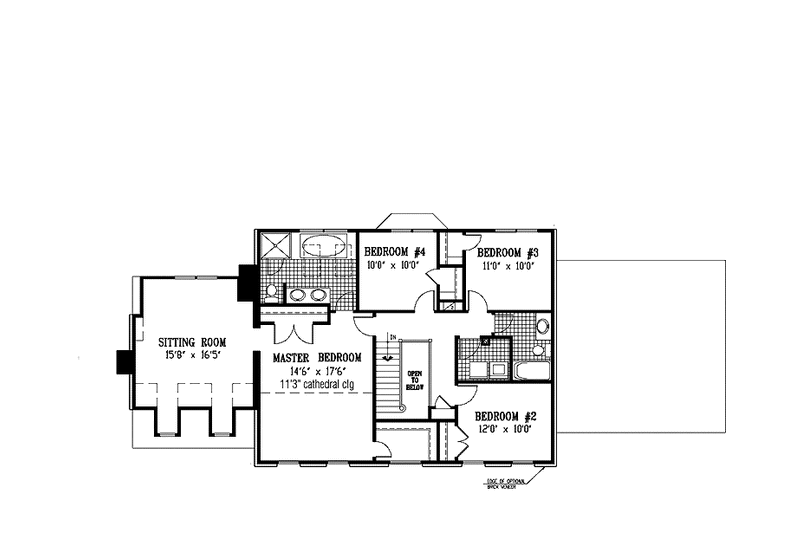 Home Plan - Floor Plan - Upper Floor for Colonial House Plan #953-5 - 4 bed, 2.5 bath