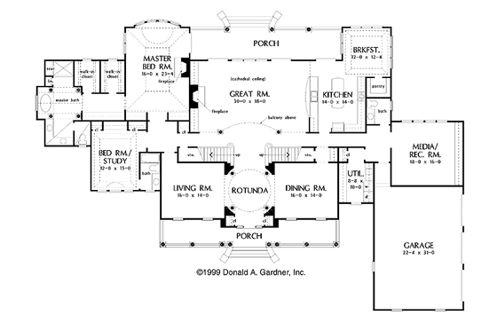 Floor Plan - Main Floor for Classical House Plan #929-442 - 4 bed, 4.5 bath