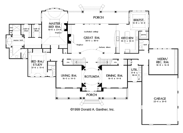 Architectural House Design - Classical Floor Plan - Main Floor Plan #929-442