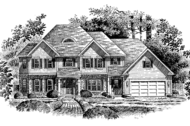 Home Plan - Colonial Exterior - Front Elevation Plan #316-160