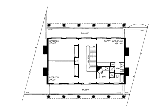Floor Plan - Upper Floor for Southern House Plan #72-812 - 4 bed, 3 bath