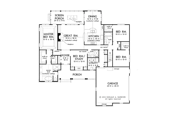 Floor Plan - Main Floor for Traditional House Plan #929-965 - 4 bed, 3 bath