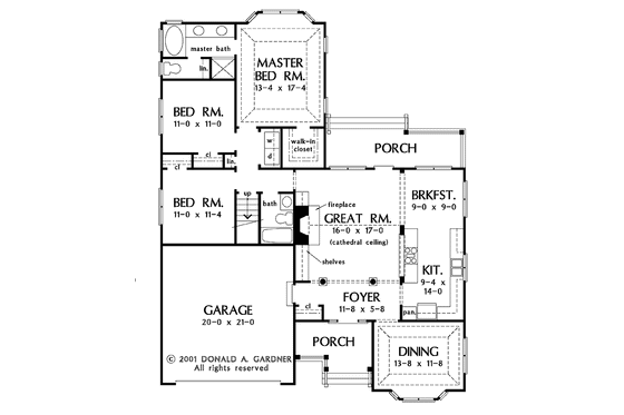Floor Plan - Main Floor for Ranch House Plan #929-621 - 3 bed, 2 bath