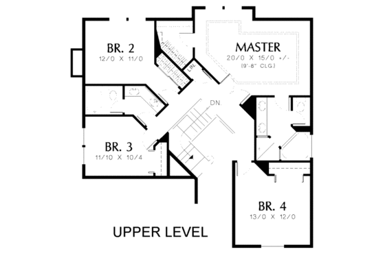 Floor Plan - Upper Floor for Traditional House Plan #48-138 - 4 bed, 2.5 bath