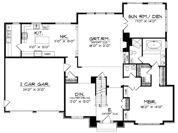 House Plan Design - Colonial Floor Plan - Main Floor Plan #70-1351